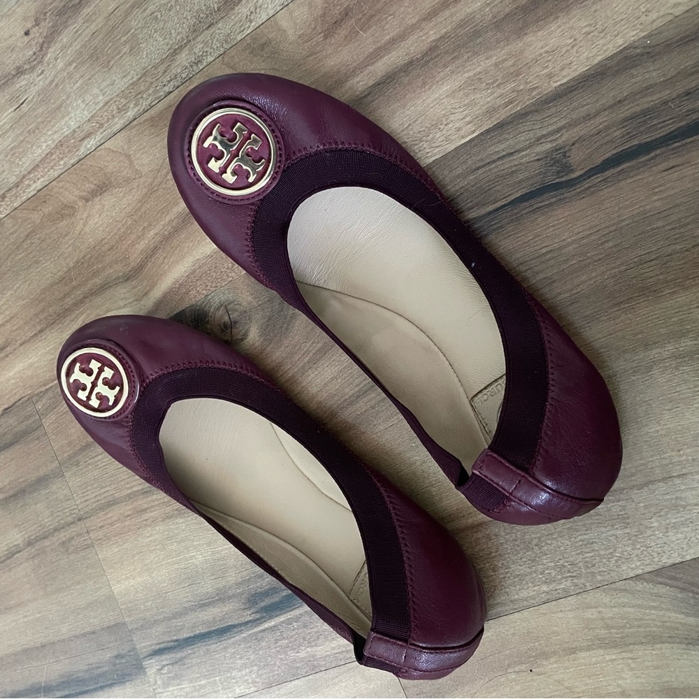 Tory Burch Burgundy Flats